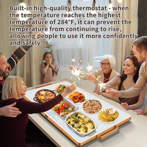 Warming Mat for Food,XXL 32"x18",Tempered Glass Electric Warming Tray,White - Image 6