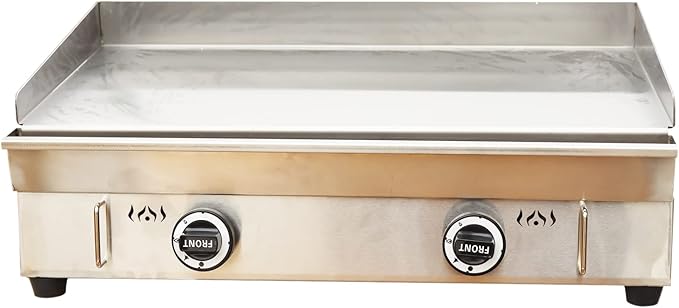 TECHTONGDA LPG Gas Countertop Flat Top Griddle Commercial Stainless Steel Griddle Grill Hot Plate BBQ Teppanyaki Grill with Adjustable Temperature Control for Restaurant Kitchen 2800Pa 28.94x16.14 in
