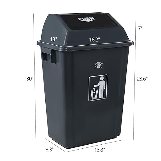 Plastic 15 Gallon Trash Can, 4 Packs Large Kitchen Garbage Bins with Swing Lid