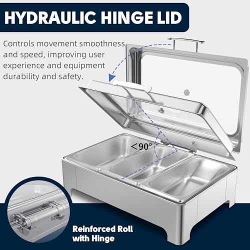 Electric Chafing Dish, 3 x 3QT Buffet Warmer with Glass Lids - Image 6