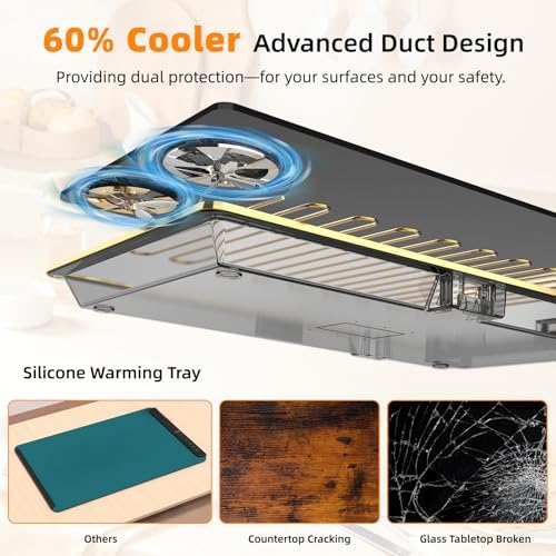 4-in-1 Detachable Electric Warming Tray, Expandable Buffet Server 33x15 Inch, 104-248°F with 24H Timer, Chafing Dishes & Food Warmers - Image 7