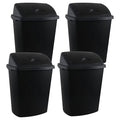 18 Gallon Large Swing-Top Garbage Can, 4-Pack Plastic Tall Swing Top Garbage Can, Black, 19.88" x 14.96" x 26.77"