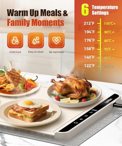 Warming Mat for Food, 36x15 Inch,White, Fast Heat, Child Lock - Image 3