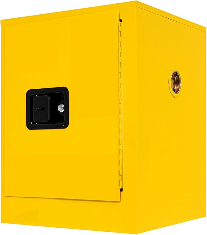 Safety Storage Cabinet, Single Door Leak-Proof Cabinet with Locks, Manual Close Welded Storage for Flammable Liquid Commercial Industrial and Home Use, Yellow