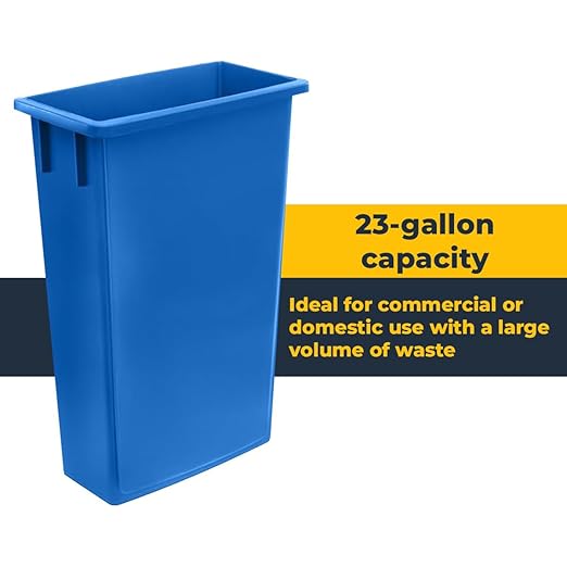 3 pack 23 Gallon Waste Bin with Swing Lid, Heavy-Duty Trash Can, Slim Rectangular Garbage Bin, Durable Waste Container, Recycling Bin, Plastic Wastebasket for Kitchen, Garage, Restaurants, Office