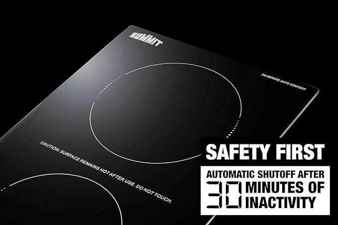 Summit 12" Induction Cooktop, 2 Cooking Zones, 208-240V Electric Cooktop With 30-Minute Safety Shutoff, ADA Compliant Design, Black - SINCH230V2B