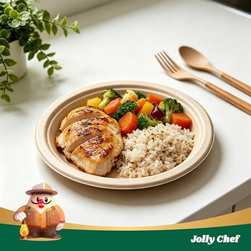 Compostable Heavy Duty 10 Inch 500 Pack Disposable Eco-Friendly Paper Plate - Image 4