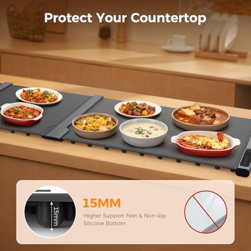 3-in-1 Expandable Warming Mat for Food, 7 Temp & 6H Timer, 54" x 16", Gray - Image 5