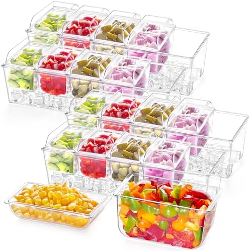 Lifewit Chilled Condiment Caddy with 5 Individual Lids, Garnish Tray 4 Pcs by Lifewit