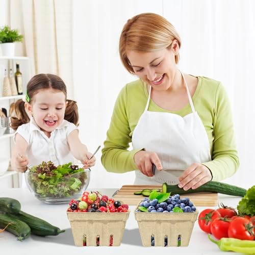 40 Pack Natural Pulp Fiber Berry Basket,Small Molded Produce Vented Basket - Image 4