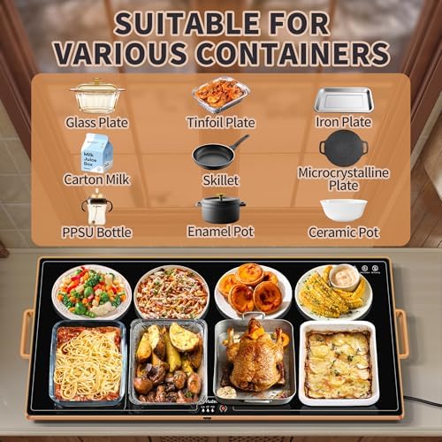 Warming Mat for Food,XXL 32"x18",Tempered Glass Electric Warming Tray,Black - Image 5