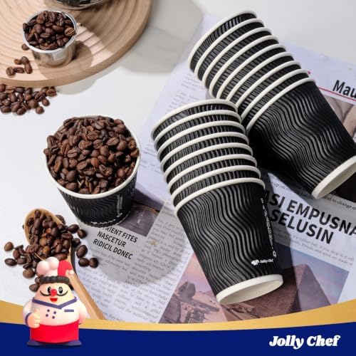 JOLLY CHEF Paper Coffee Cups 10 oz 120 Pack Insulated Paper Cups Black - Image 5
