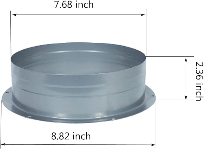 Duct Connector 8 Inch (7.68 inch) Flange Metal Straight Pipe Flange for Heating Cooling Ventilation System
