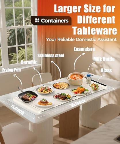 Warming Mat for Food, 36x15 Inch,White, Fast Heat, Child Lock - Image 4