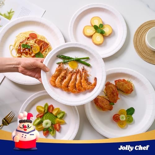 JOLLY CHEF 10 inch 140 Pack Disposable Paper Plates - Image 6