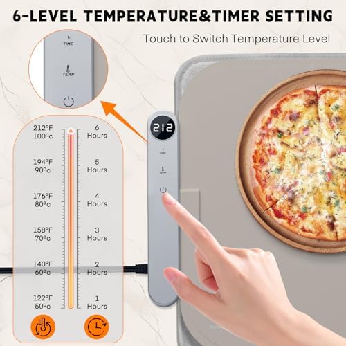 Homelove Warming Mat for Food - Electric Warming Tray with 7-Level Temp Settings & 6 Hours Timer, Full Surface Graphene Heating, Waterproof Dishwasher-Friendly Food Warmer for Parties, Kitchen (Khaki) - Image 3