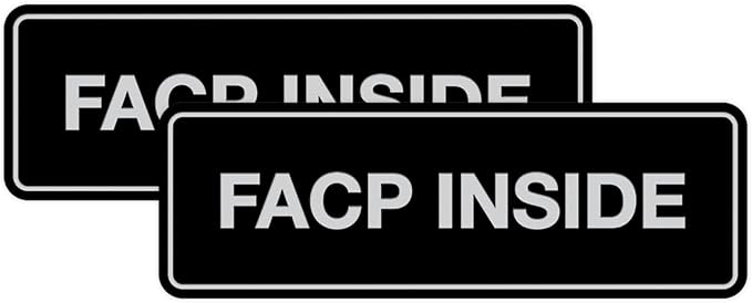 Signs ByLITA Standard FACP Inside Sign | Fire Safety Signage (Black/Silver) - Large 2 Pack