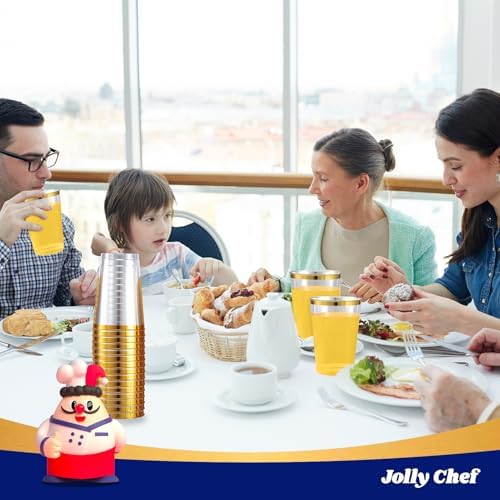 JOLLY CHEF 200 Pack Gold Plastic Cups, 12 oz Disposable Party Cups - Image 5