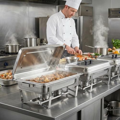 Chafing Dishes for Buffet, 4 Pack 9 Quart Stainless Steel Chafer Set - Image 6