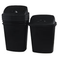 7 Gallon Plastic Kitchen Garbage Can, Black Trash Can with Swing Lid, 4 Pack