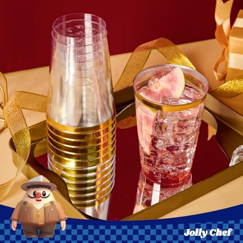 JOLLY CHEF Gold Rimmed Plastic Cups 12 oz 100 Pack Disposable Cups - Image 6