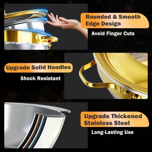 Chafing Dishes for Buffet 4 Pack, 6QT Round with Glass Lid - Image 5