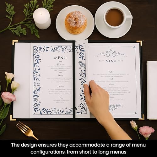 Juvale 24 Pack Clear Restaurant Menu Covers - 8.5 x 11 in Bifold Holders with Double Panels, Black PU Leather & Brass Corners, Durable PVC - Stylish Menu Holders for Restaurants, Cafes & Food Trucks - Image 6