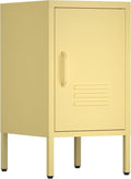 Locker Nightstand,Metal Nightstand with Door, Modern End Side Table with Shelf,Steel Bedside Storage Cabinet for Living Room,Bedroom,Office,Yellow