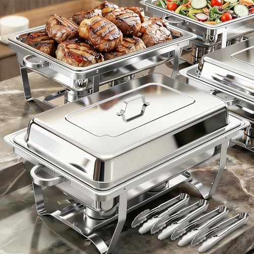 ALSO GO 4 Pack 11QT Rectangular Chafing Dishes for Buffet with Lids by ALSOGO