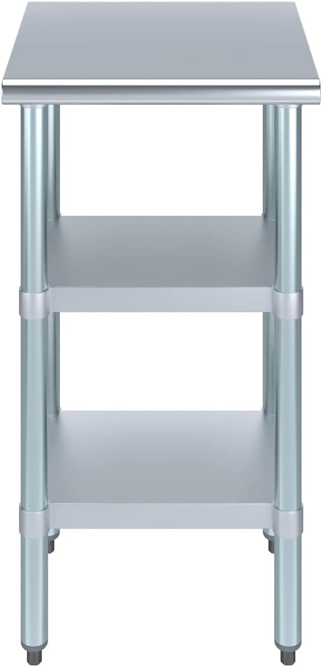 AmGood Stainless Steel Work Table with 2 Shelves | NSF | Metal Utility Table (18" Long x 18" Deep)