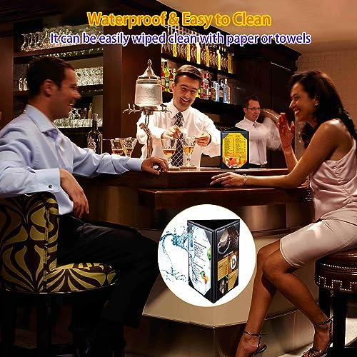 Leather Table Tent Leather Menu Holder Sign Display Black Menu Covers for Cafes Bars or Restaurant for 4×6 Inch Menus 3 sided triangle shape table tent 1 pack - Image 3