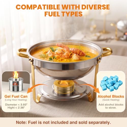 POWERFUEL 7QT Stainless Steel Chafing Dishes for Buffet with Serving Tongs - Image 5