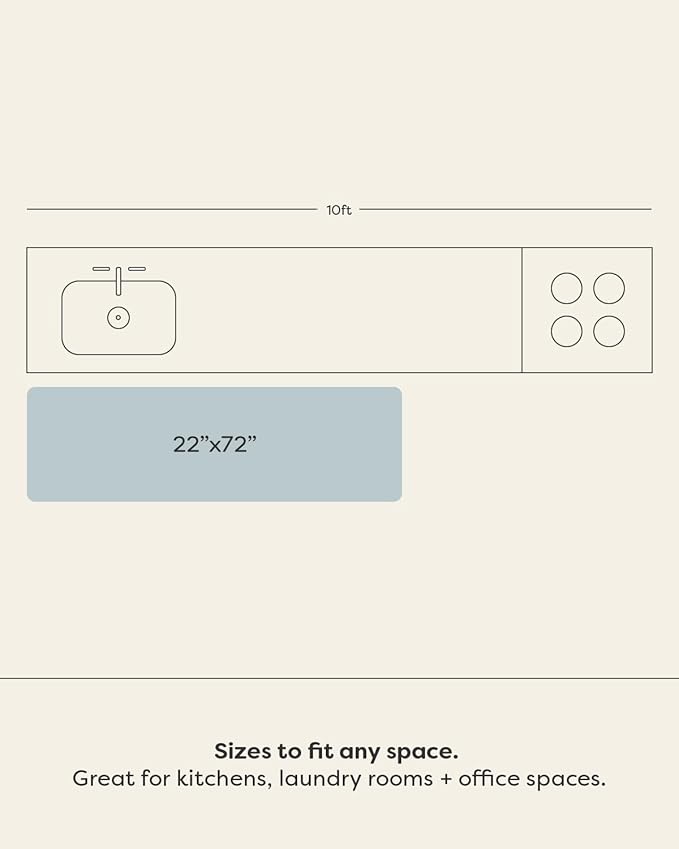 House of Noa Nama Standing Mat – Anti-Fatigue Cushioned Kitchen Mats for Floor | Ergonomic Bounce-Back Foam Kitchen Mats | Anti-Fatigue Mats for Kitchen & Standing | Fawn Brown | 22" x 72"