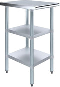AmGood Stainless Steel Work Table with 2 Shelves | NSF | Metal Utility Table (18" Long x 24" Deep)
