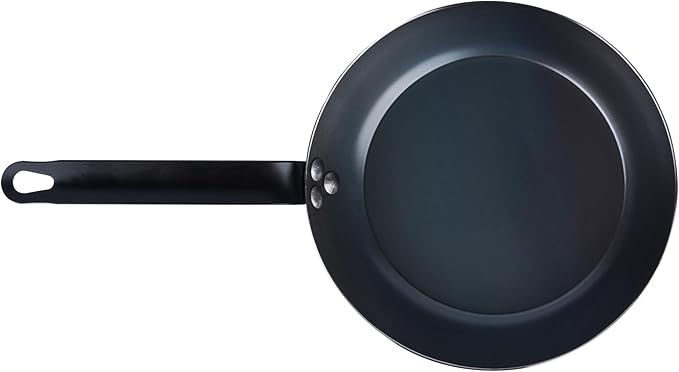 Met Lux 9.5 Inch Fry Pan, 1 Lightweight Frying Pan - Induction-Ready, Triple-Riveted, Black Carbon Steel Cooking Skillet, Durable, For Searing, Sauteing, And Browning Food - Restaurantware