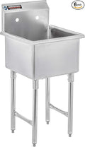 DuraSteel 304 Commercial Stainless Steel Utility Sink - 18 Inch Tub Freestanding Prep Kitchen Sink - NSF Hand Wash Station for Kitchen Sinks, Outdoor, Laundry Room, Garage Slop Small Kitchenette