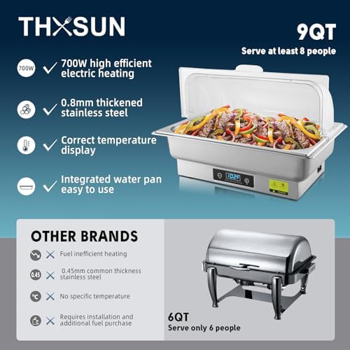 9QT Electric Chafing Dish Buffet Server with Temperature Control - Image 6