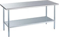 ROCKPOINT Stainless Steel Table for Prep & Work 30x72 Inches, NSF Metal Commercial Kitchen Heavy Duty Table with Adjustable Under Shelf and Table Foot for Restaurant, Home and Hotel, Silver
