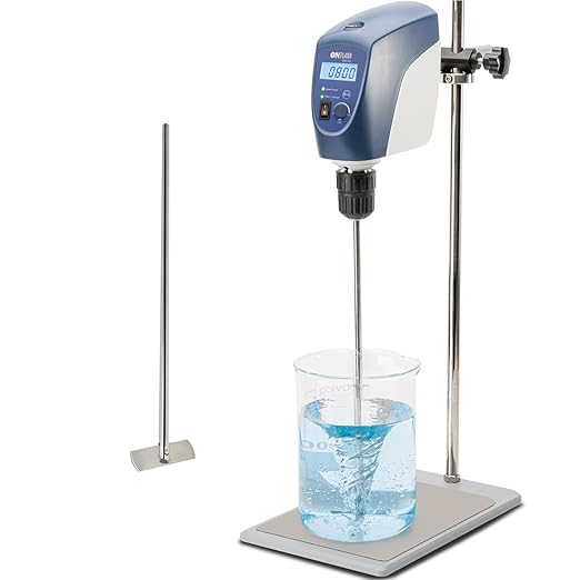 ONiLAB 8053200100 LCD Digital Overhead Stirrer Max Stirring Quantity 40L Max.2200Rpm, White, Aluminum Alloy （Stand Included)…