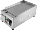 Electric Countertop Flat Top Griddle 110V 1300W Commercial Teppanyaki Grill 11"x15.7" Stainless Steel Commercial Flat Top Grill Thermostatic Control 122-572°F for Restaurant Kitchen