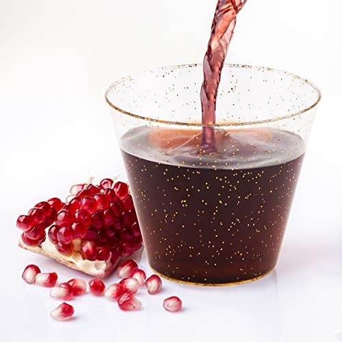 JOLLY CHEF 50 Pack 9 oz Gold Glitter Plastic Cups, Disposable Party Cups - Image 4