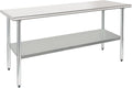 HARDURA Stainless Steel Table 24X72 Inches with Undershelf and Galvanized Legs NSF Heavy Duty Commercial Prep Work Table for Restaurant Kitchen Home and Hotel