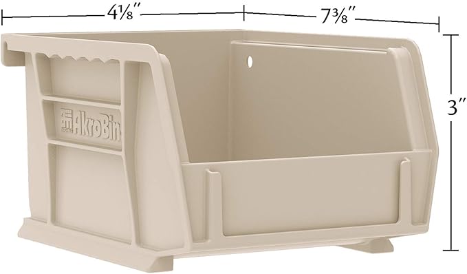 Akro-Mils 30220 AkroBins Plastic Storage Bins, Space-Saving Stackable Bins for Garage, Pantry, Craft Organization, 7-" x 4-" x 3-", Red, 24-Pack
