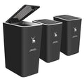 XPIY Plastic Trash Can, 12 Gallon Capacity, Black Color, Easy to Use, Prevents Spills
