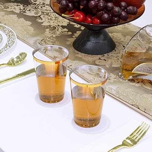 JOLLY CHEF 100 Pack Gold Plastic Cups, 12oz Clear Disposable Cups for Party - Image 6