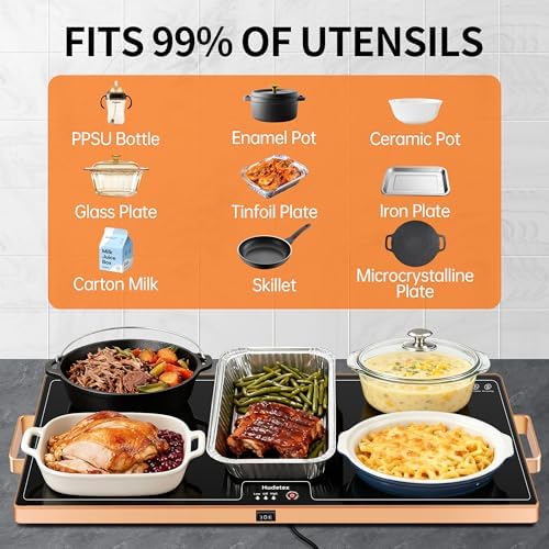 Warming Mat for Food,XL 24"x16",Tempered Glass Electric Warming Tray, Black - Image 5