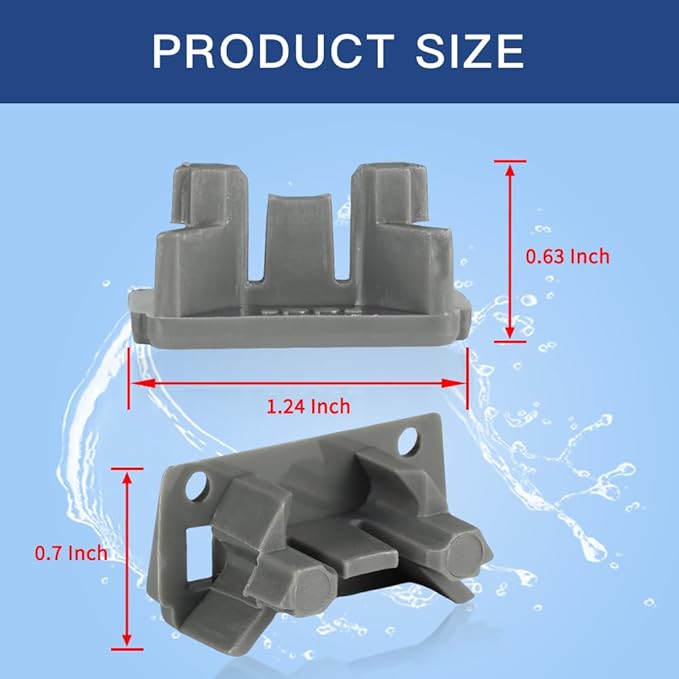 [Upgraded] 2Pcs Dishwasher Rack Stop Clip W10195622, Upper Dishrack Slide Rail Rear Stop fit for Whirlpool/KitchenAid/Kenmore Dishwasher, Replaces AP4566222, PS11750071, 1872168