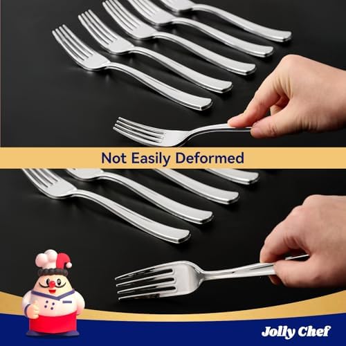 JOLLY CHEF Plastic Forks 7.28 Inch, Silver Plastic Forks 125 Count - Image 3
