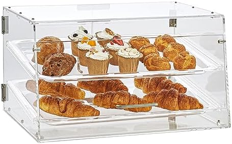 VEVOR Pastry Display Case, 2-Tier Commercial Countertop Bakery Display Case, Acrylic Display Box with Rear Door Access & Removable Shelves, Keep Fresh for Donut Bagels Cake Cookie, 20.7"x13.2"x11.9" by VEVOR