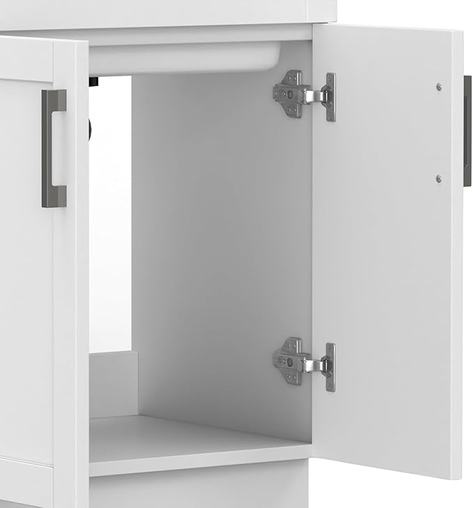 SIMPLIHOME Hennessy All-in-One 24 inch Wide Utility Sink and Laundry Cabinet in Pure White Finish, Transitional ABS Sink Cabinet for Laundry Rooms with High-Arch Chrome Faucet and Pull-Out Spray
